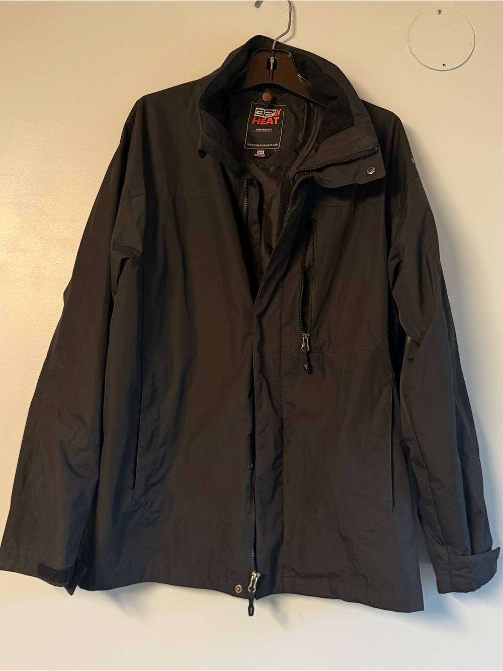 32 Degrees Men's Black Waterproof Raincoat with Zip Front